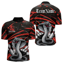 Load image into Gallery viewer, Custom Black And Red Cobra Snake Bowling Team Quarter-Zip Shirts For Men, Bowling League Shirts IPHW8565