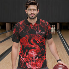 Load image into Gallery viewer, Custom Red Fire Flame Viking Dragon Bowling Polo Team Shirts For Men, Celtic Bowling Shirts IPHW8873