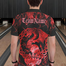Load image into Gallery viewer, Custom Red Fire Flame Viking Dragon Bowling Polo Team Shirts For Men, Celtic Bowling Shirts IPHW8873