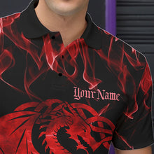 Load image into Gallery viewer, Custom Red Fire Flame Viking Dragon Bowling Polo Team Shirts For Men, Celtic Bowling Shirts IPHW8873