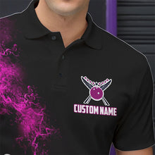 Load image into Gallery viewer, Custom Pink Strike Bowling Polo Shirts For Men Bowling Team Jerseys Bowling League Shirts IPHW8880