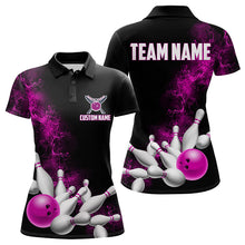 Load image into Gallery viewer, Custom Pink Strike Bowling Polo Shirts For Women Bowling Team Jerseys Bowling League Shirts IPHW8880