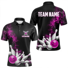 Load image into Gallery viewer, Custom Pink Strike Bowling Polo Shirts For Men Bowling Team Jerseys Bowling League Shirts IPHW8880