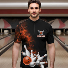 Load image into Gallery viewer, Custom Orange Bowling Quarter-Zip Shirts For Men Bowling Team Jerseys Bowling League Shirts IPHW8881