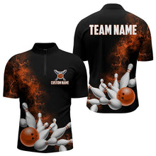 Load image into Gallery viewer, Custom Orange Bowling Quarter-Zip Shirts For Men Bowling Team Jerseys Bowling League Shirts IPHW8881