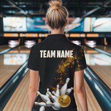 Load image into Gallery viewer, Custom Yellow Bowling Polo Shirts For Women Bowling Team Jerseys Bowling League Shirts IPHW8882