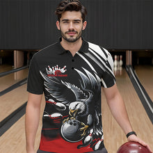 Load image into Gallery viewer, Custom Black And Red Eagle Bowling Jerseys, Bowling Team Men Polo Shirts Bowlers Outfits IPHW8886