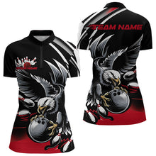Load image into Gallery viewer, Custom Black And Red Eagle Bowling Jerseys, Bowling Team Women Quarter-Zip Shirts IPHW8886