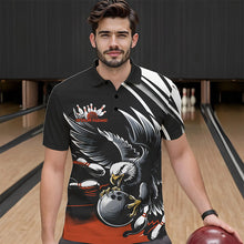 Load image into Gallery viewer, Custom Black And Orange Eagle Bowling Jerseys, Bowling Team Men Polo Shirts Bowlers Outfits IPHW8888
