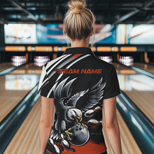 Load image into Gallery viewer, Custom Black And Orange Eagle Bowling Jerseys, Bowling Team Women Quarter-Zip Shirts IPHW8888