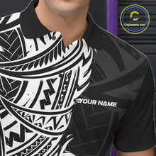 Load image into Gallery viewer, Custom Black And White Maori Style Koru Spiral Tribal Men Bowling Polo Team Shirt IPHW10955