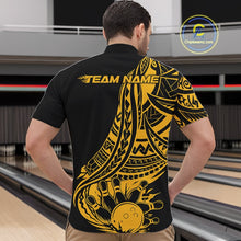 Load image into Gallery viewer, Custom Black And Yellow Maori Style Koru Spiral Tribal Men Bowling Quarter-Zip Team Shirt IPHW10963