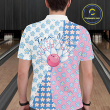 Load image into Gallery viewer, Custom Cute Pastel Pink And Blue Flower Bowling Men Polo Shirts, Floral Bowling Jerseys IPHW11267