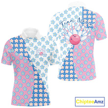 Load image into Gallery viewer, Custom Cute Pastel Pink And Blue Flower Bowling Men Polo Shirts, Floral Bowling Jerseys IPHW11267