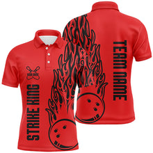 Load image into Gallery viewer, Bowling Shirts For Men Custom Team Name Strike King Flaming Team Bowling Shirts | Red IPHW4975