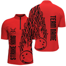 Load image into Gallery viewer, Bowling Shirts For Men Custom Team Name Strike King Flaming Team Bowling Shirts | Red IPHW4975