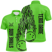 Load image into Gallery viewer, Bowling Shirts For Men Custom Team Name Strike King Flaming Team Bowling Shirts | Green IPHW4976