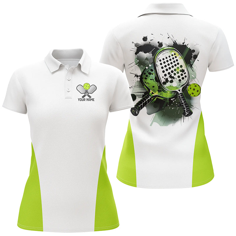 Custom Watercolor Pickleball Polo Shirts, women's Pickleball Outfits | Green IPHW6932