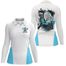 Load image into Gallery viewer, Custom Watercolor Pickleball Polo Shirts, women&#39;s Pickleball Outfits | Blue IPHW6933