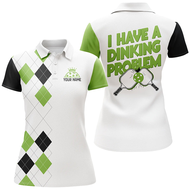 Custom Green Argyle Pattern Funny Pickleball Shirts for women 