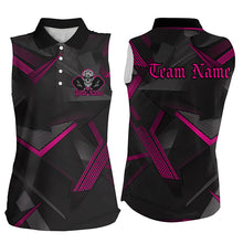 Load image into Gallery viewer, Black And Pink Custom Skull Pickleball Shirts For Women, Halloween Pickleball Outifts Gifts IPHW7449