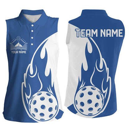 Custom Blue Flame Pickleball Shirts For Women, Pickleball Team Uniform Women'S Outfit IPHW7452