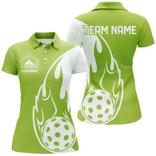 Load image into Gallery viewer, Custom Green Flame Pickleball Shirts For Women, Pickleball Team Uniform Women&#39;S Outfit IPHW7453