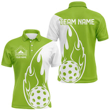 Load image into Gallery viewer, Custom Green Flame Pickleball Shirts For Men, Pickleball Team Uniform Men'S Outfit IPHW7453