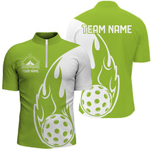 Load image into Gallery viewer, Custom Green Flame Pickleball Shirts For Men, Pickleball Team Uniform Men'S Outfit IPHW7453
