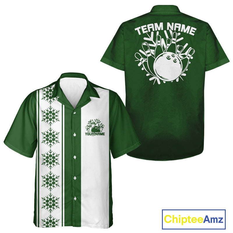 Custom Retro 50S Christmas Bowling Button Up Shirts, Vintage Xmas Bowling Shirt IPHW10105