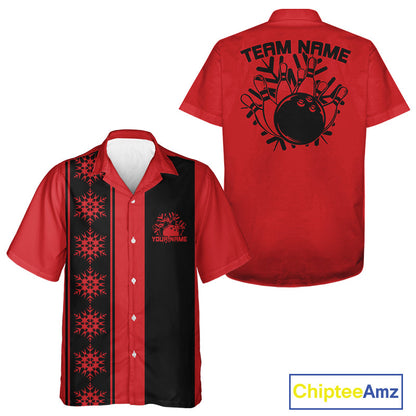 Custom Retro 50S Christmas Bowling Button Up Shirts, Vintage Xmas Bowling Shirt IPHW10105