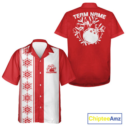 Custom Retro 50S Christmas Bowling Button Up Shirts, Vintage Xmas Bowling Shirt IPHW10105