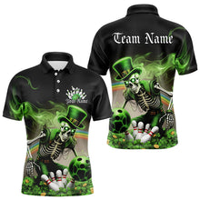 Load image into Gallery viewer, Custom Green Flame Skull Saint Patrick Day Bowling Polo Shirts For Men, Shamrock Bowling IPHW8379