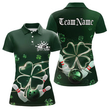 Load image into Gallery viewer, Custom Green Shamprock Saint Patricks Bowling Womens Polo Shirts, Lucky Bowling Team Shirt IPHW8572