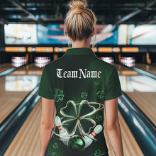 Load image into Gallery viewer, Custom Green Shamprock Saint Patricks Bowling Womens Quarter-Zip Shirt, Lucky Bowling Shirt IPHW8572