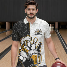 Load image into Gallery viewer, Custom Funny Bowling And Beer Team Bowling Polo Shirts For Men, Bowling Pattern Shirt IPHW8891