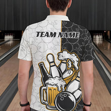 Load image into Gallery viewer, Custom Funny Bowling And Beer Team Bowling Polo Shirts For Men, Bowling Pattern Shirt IPHW8891