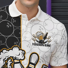 Load image into Gallery viewer, Custom Funny Bowling And Beer Team Bowling Polo Shirts For Men, Bowling Pattern Shirt IPHW8891