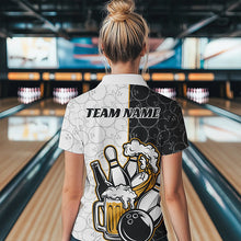 Load image into Gallery viewer, Custom Funny Bowling And Beer Team Bowling Polo Shirts For Women, Bowling Pattern Shirt IPHW8891
