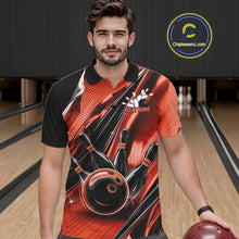 Load image into Gallery viewer, Custom Black And Orange Bowling Jerseys For Men, Bowling Team Polo Shirts With Name IPHW10967