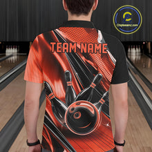 Load image into Gallery viewer, Custom Black And Orange Bowling Jerseys For Men, Bowling Team Polo Shirts With Name IPHW10967