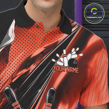 Load image into Gallery viewer, Custom Black And Orange Bowling Jerseys For Men, Bowling Team Polo Shirts With Name IPHW10967