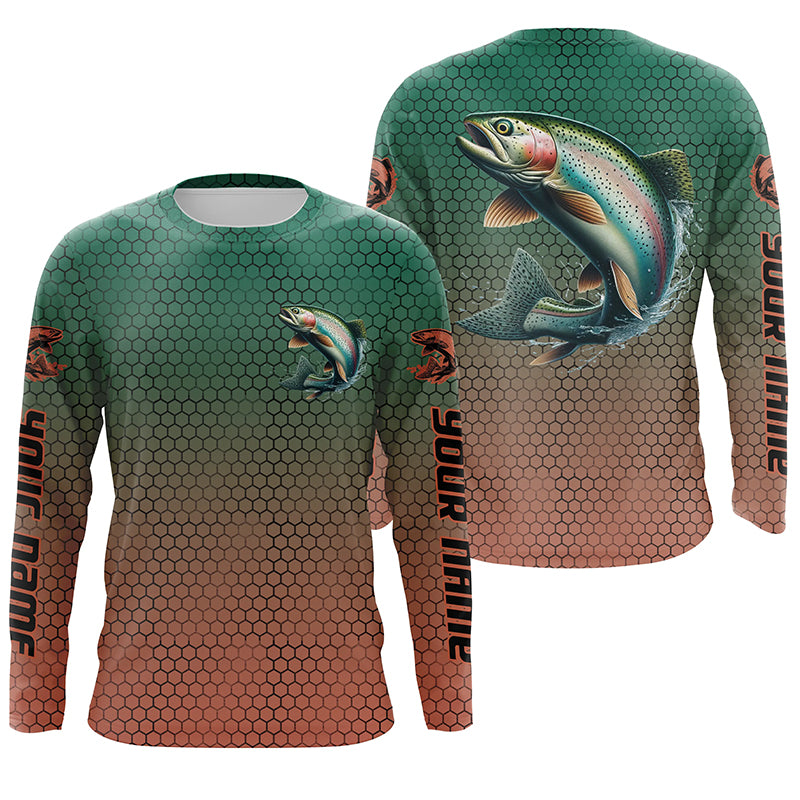 Rainbow Trout Fishing Custom Long Sleeve Tournament Fishing Shirts, Trout Fisherman Fishing Jerseys IPHW6416