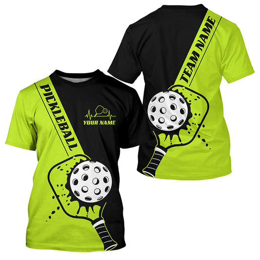 Black And Green Custom Pickleball Team T-Shirts For Men, Pickleball Jersey Men'S Pickleball Outfit IPHW7458