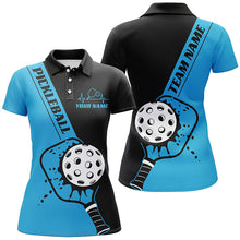 Load image into Gallery viewer, Black And Blue Custom Pickleball Team Shirts For Women, Women&#39;S Pickleball Outfit IPHW7460