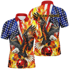Load image into Gallery viewer, Custom Patriotic Eagle Bowling Shirts For Men, US Flag Bowling League Shirt, Flame Bowling Shirt IPHW7728
