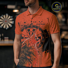Load image into Gallery viewer, Custom Grunge Splatter Orange Wolf Dart Men Polo Shirt, Wolf Dart Team Jerseys IPHW10017