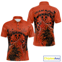 Load image into Gallery viewer, Custom Grunge Splatter Orange Wolf Dart Men Polo Shirt, Wolf Dart Team Jerseys IPHW10017