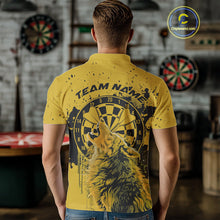 Load image into Gallery viewer, Custom Grunge Splatter Yellow Wolf Dart Men Polo Shirt, Wolf Dart Team Jerseys IPHW10018