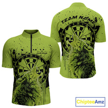 Load image into Gallery viewer, Custom Grunge Splatter Olive Green Wolf Dart Men Quarter-Zip Shirt, Wolf Dart Team Jerseys IPHW10019